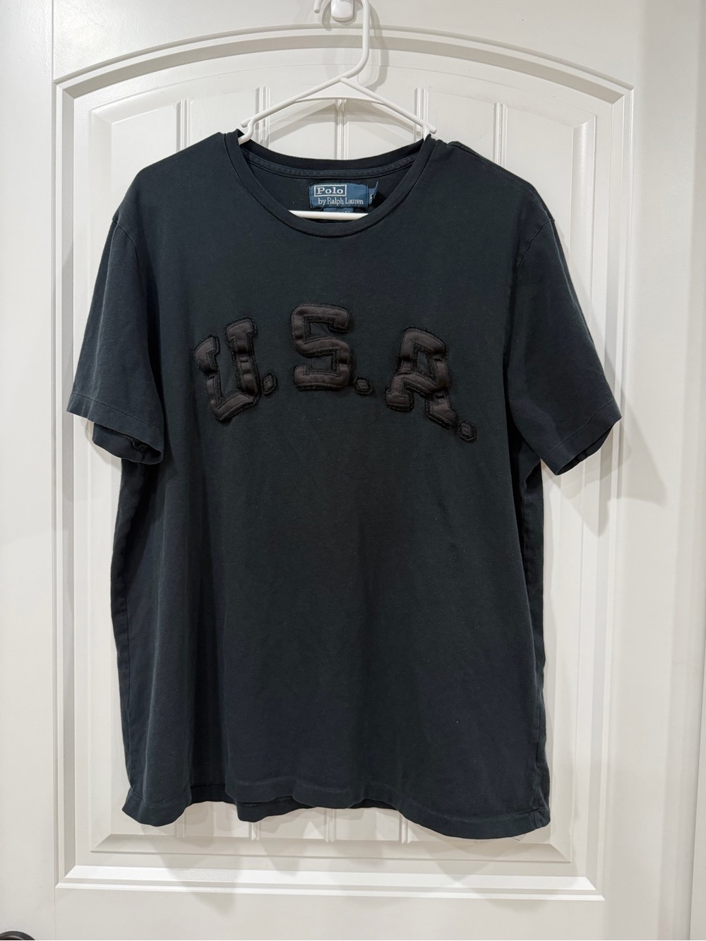 EUC Vintage Y2K Polo by Ralph Lauren Black Embroidered 'U.S.A.' Short Sleeve Tee